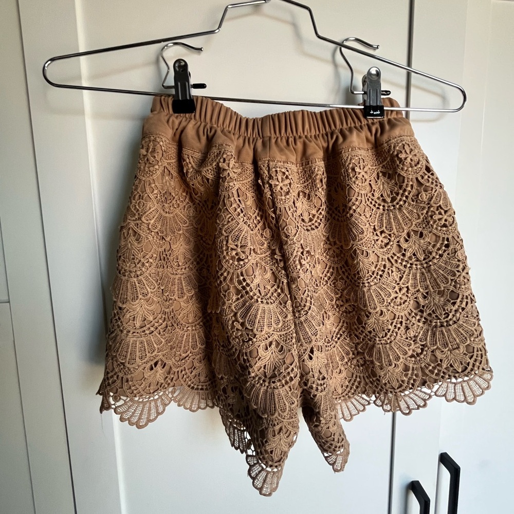 Lace Crochet Tan Shorts